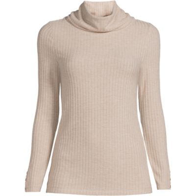 Women's Plus Size Long Sleeve Wide Rib Cowl Neck Tee