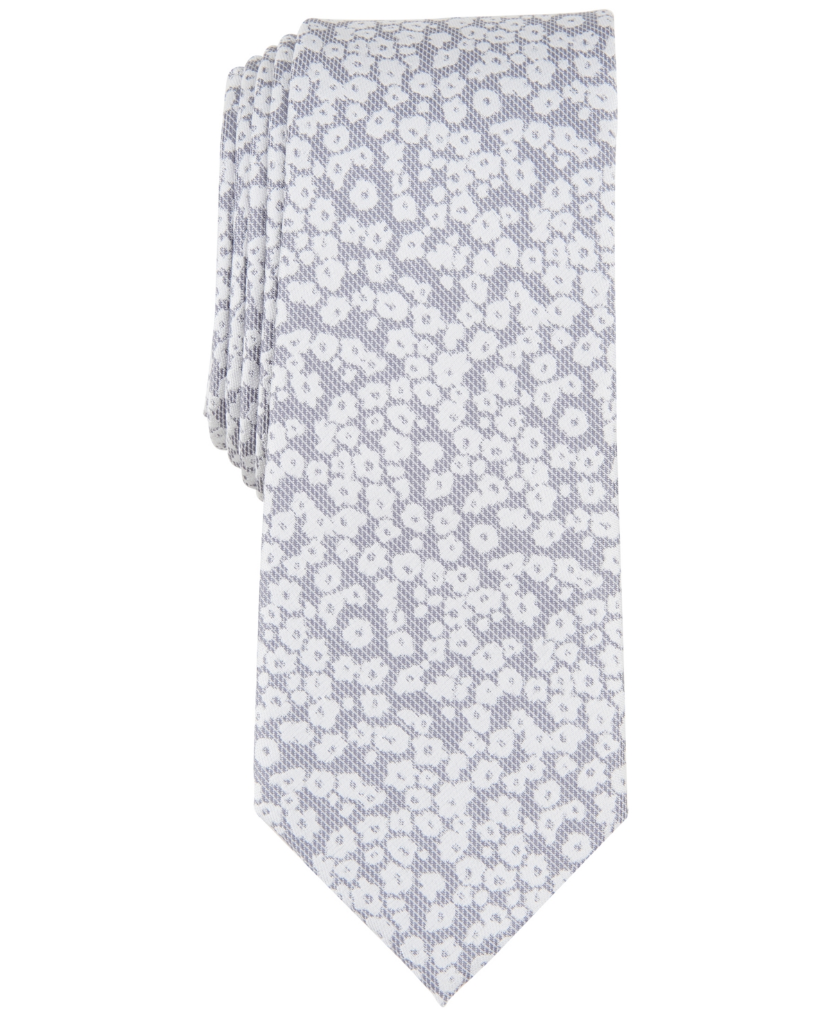 Men's Brennan Floral Tie, Created for Macy's - Silver