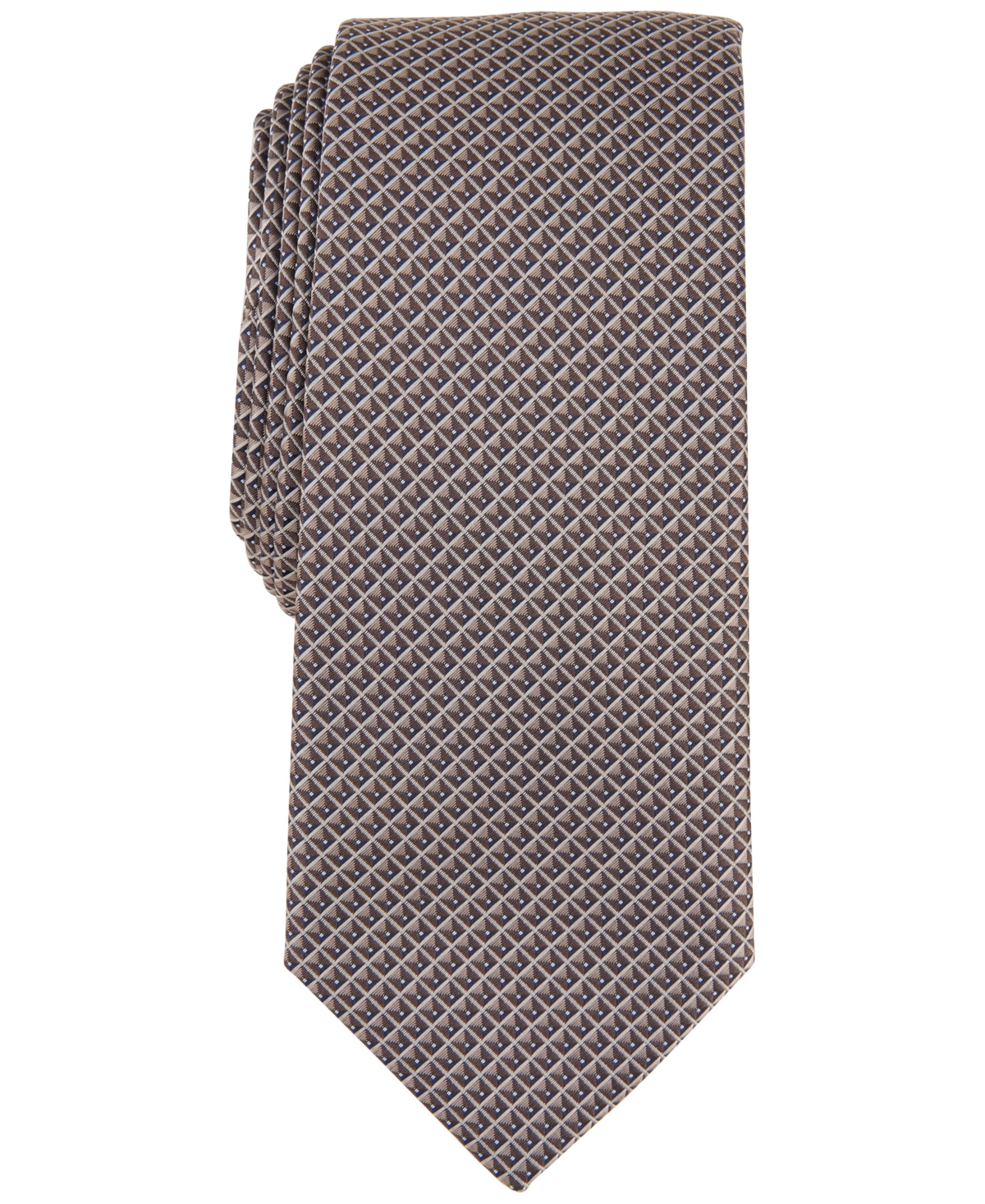 Alfani Men's Emerson Slim Geo Neat Tie, Created For Macy's In Taupe