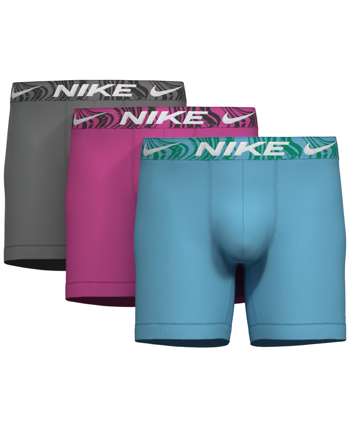 Shop Nike Men's 3-pk. Dri-fit Essential Micro Boxer Briefs In Aquarius Blue,laser Fuchsia,cool Grey