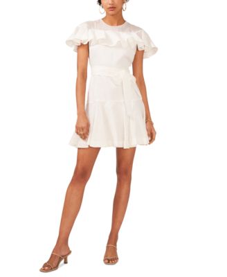 tommy hilfiger flutter sleeve fit and flare dress Tommy Hilfiger Women's Petite Green Flutter-Sleeve Jersey Dress   COUTUREPOINT