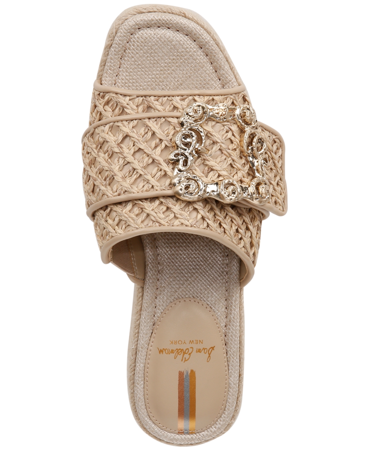 Shop Sam Edelman Women's Celia Raffia Buckle-trim Wedge Sandals In Sandshell