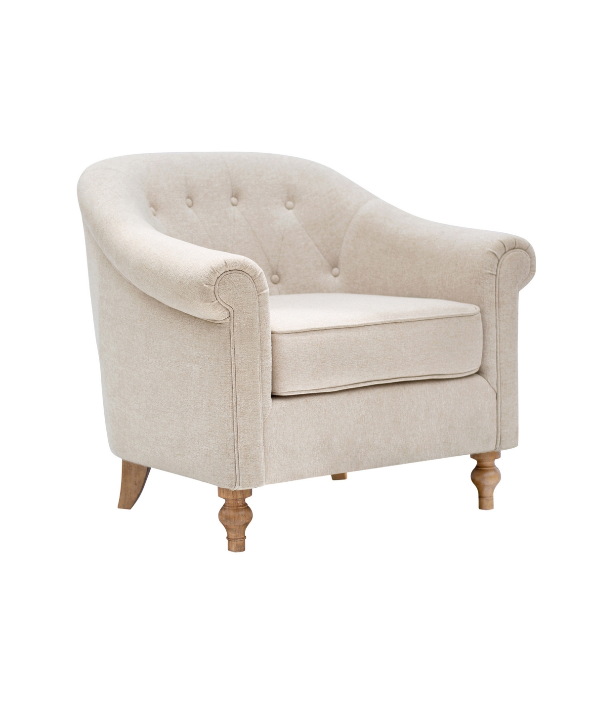 Martha Stewart Collection Martha Stewart Fayette 35" Tufted Fabric Upholstered Accent Arm Chair In Cream