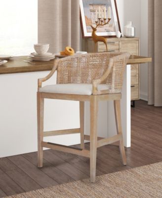 Martha Stewart Playa 23" Handcrafted Rattan Solid Wood Counter Stool