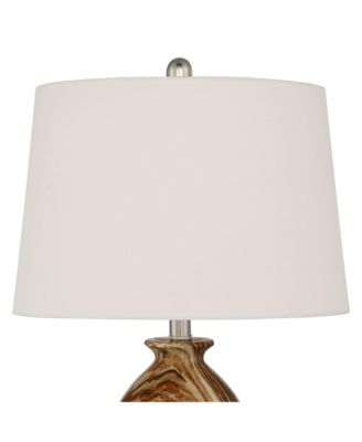 Carlton Modern Table Lamps 28" Tall Set of 2 Swirling Brown Faux Marble White Tapered Drum for Bedroom Living Room Bedside Nightstand