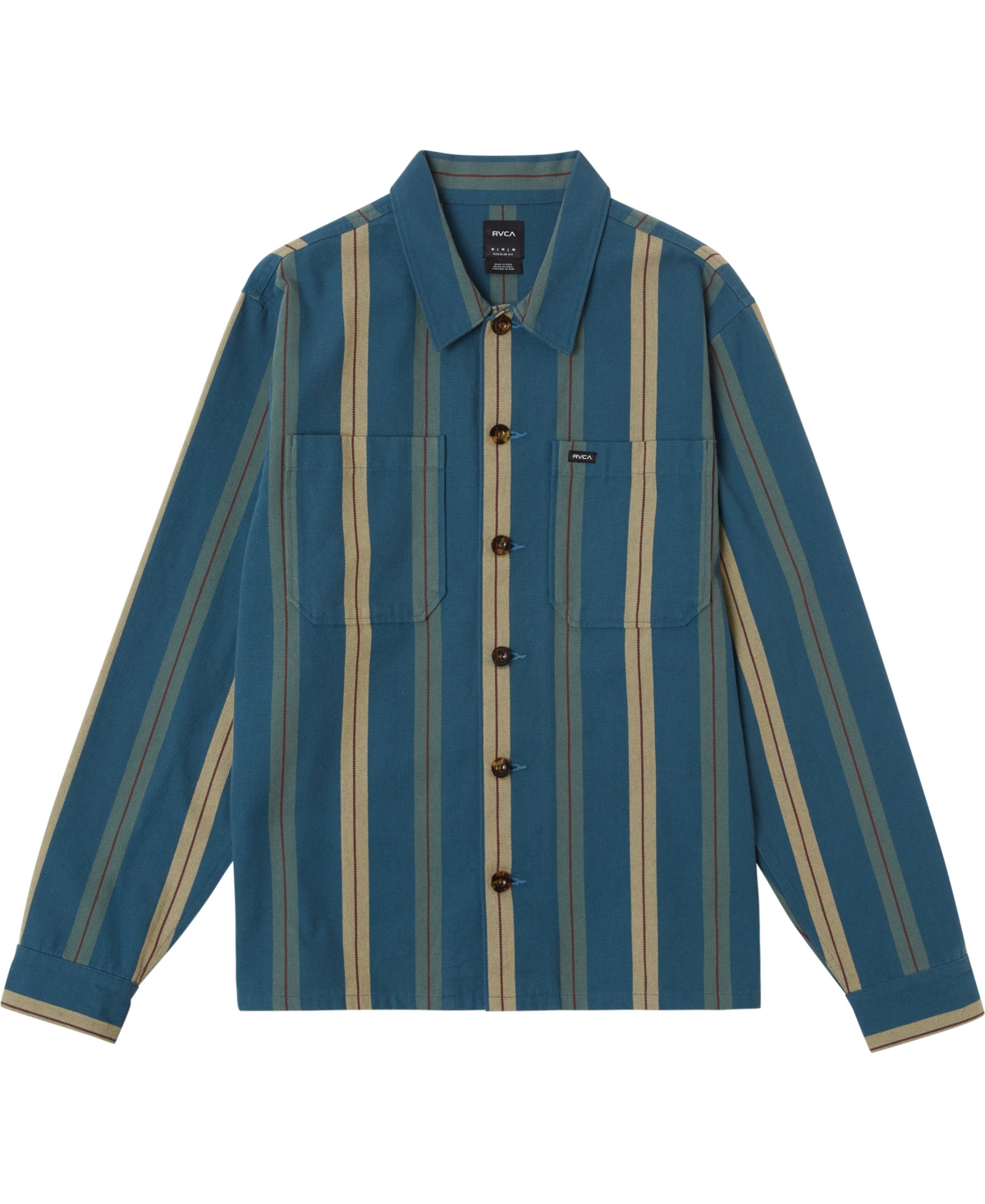 Shop Rvca Men's Americana Long Sleeve Overshirt In Duck Blue