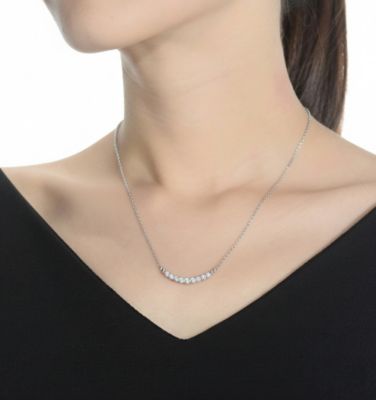 Sterling Silver Cubic Zirconia Bezel-Set Necklace
