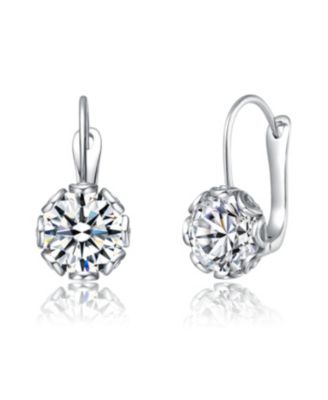 Elegant Radiant Cubic Zirconia Solitaire Drop Earrings