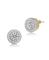 Classy Cubic Zirconia Round Halo Stud Earrings - Gold