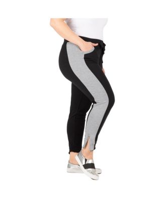 Women's Plus Size French Terry Contrast Side Panel Jogger Pants