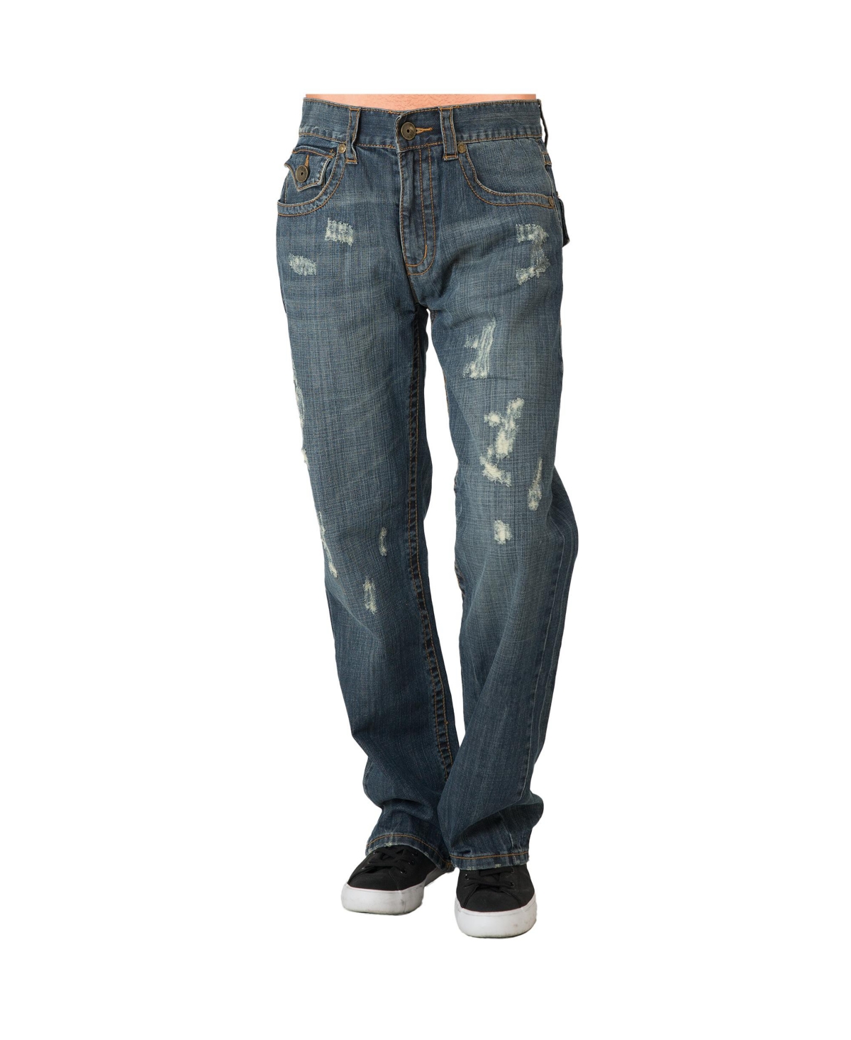 Men's Midrise Relaxed Boot cut Premium Denim Jeans Vintage Like Wash - Dark blue