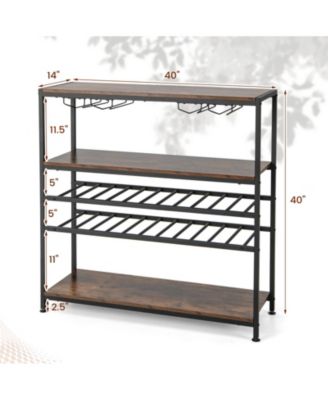 5-tier Wine Rack Table with Glasses Holder