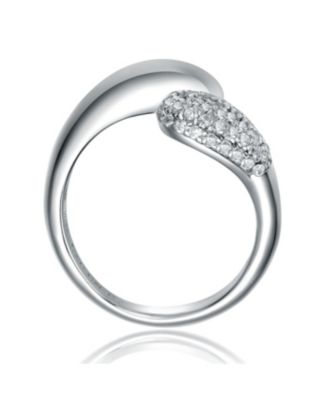 Sophisticated Sterling Silver Cubic Zirconia Accented Top Bands Bypass Ring