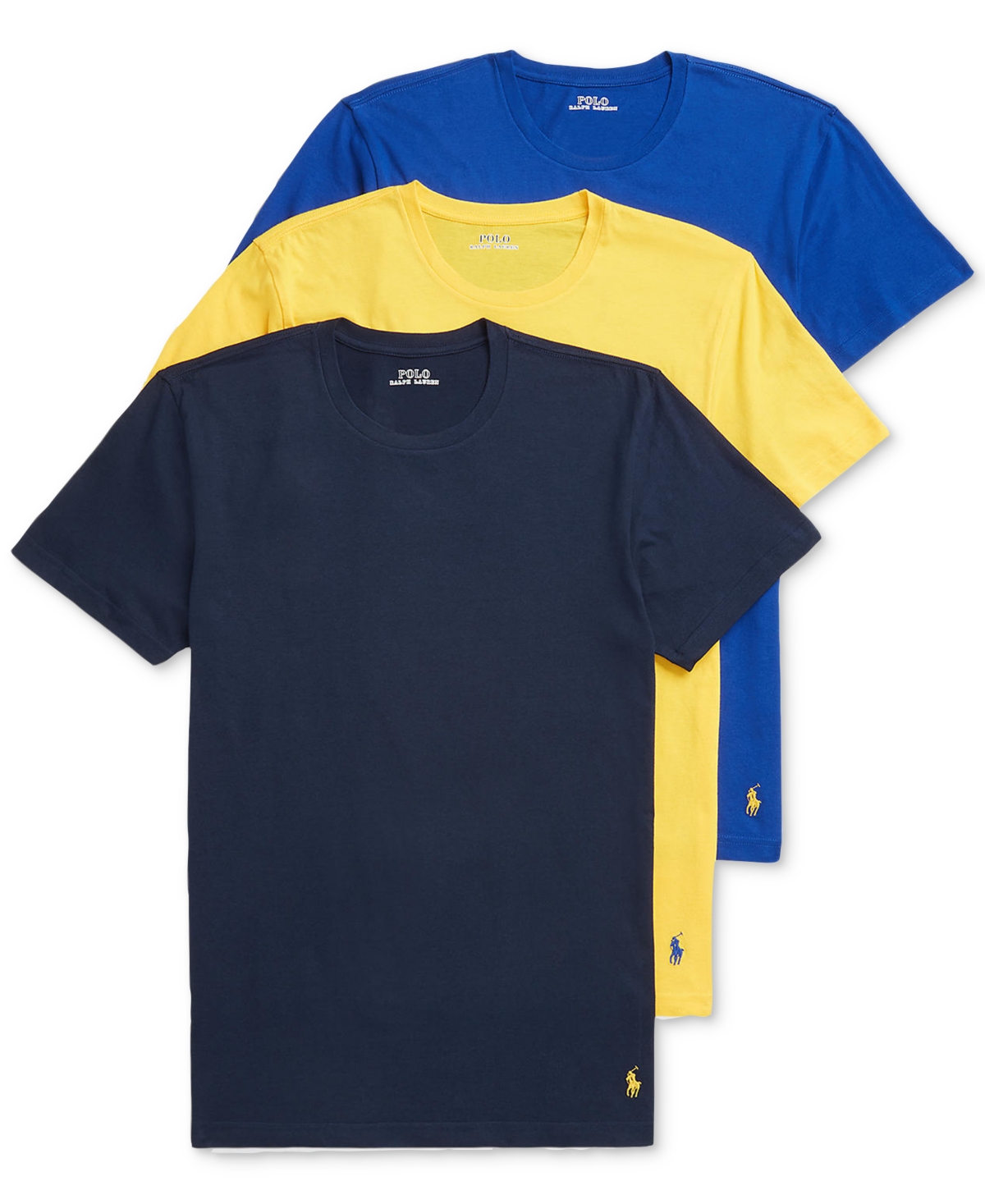 Polo Ralph Lauren Men's 3-pk. Classic Cotton V-neck Undershirts In Navy,yellow,blue