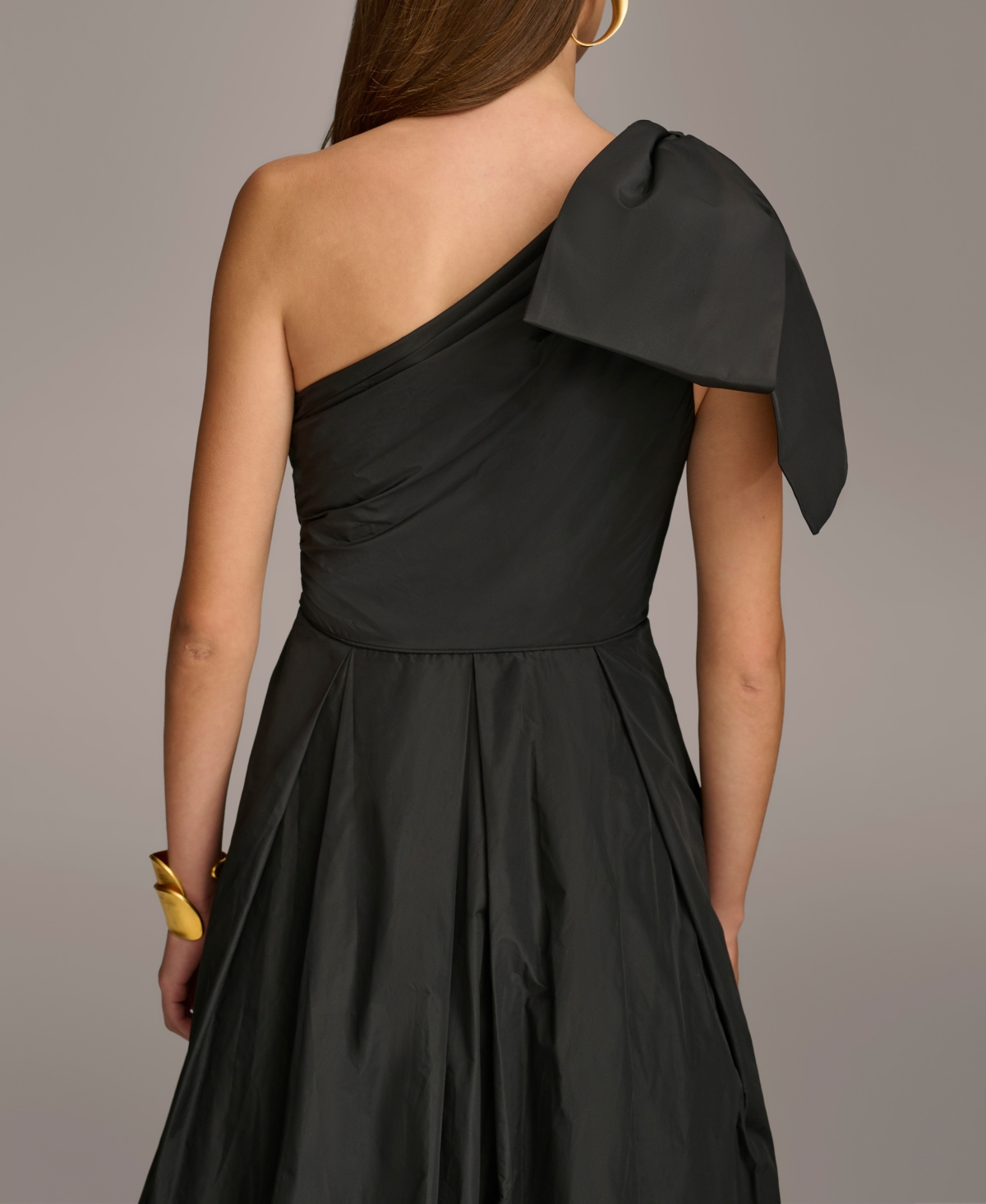 Shop Donna Karan Women's One-shoulder Bow Gown In Black