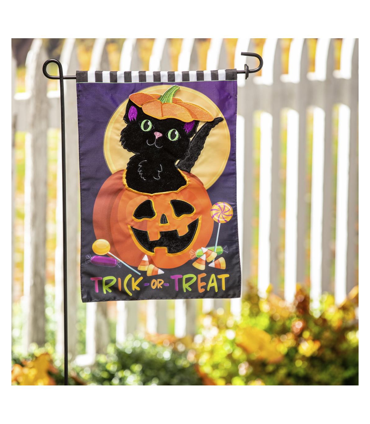 Trick or Treat Kitten Garden Applique Flag