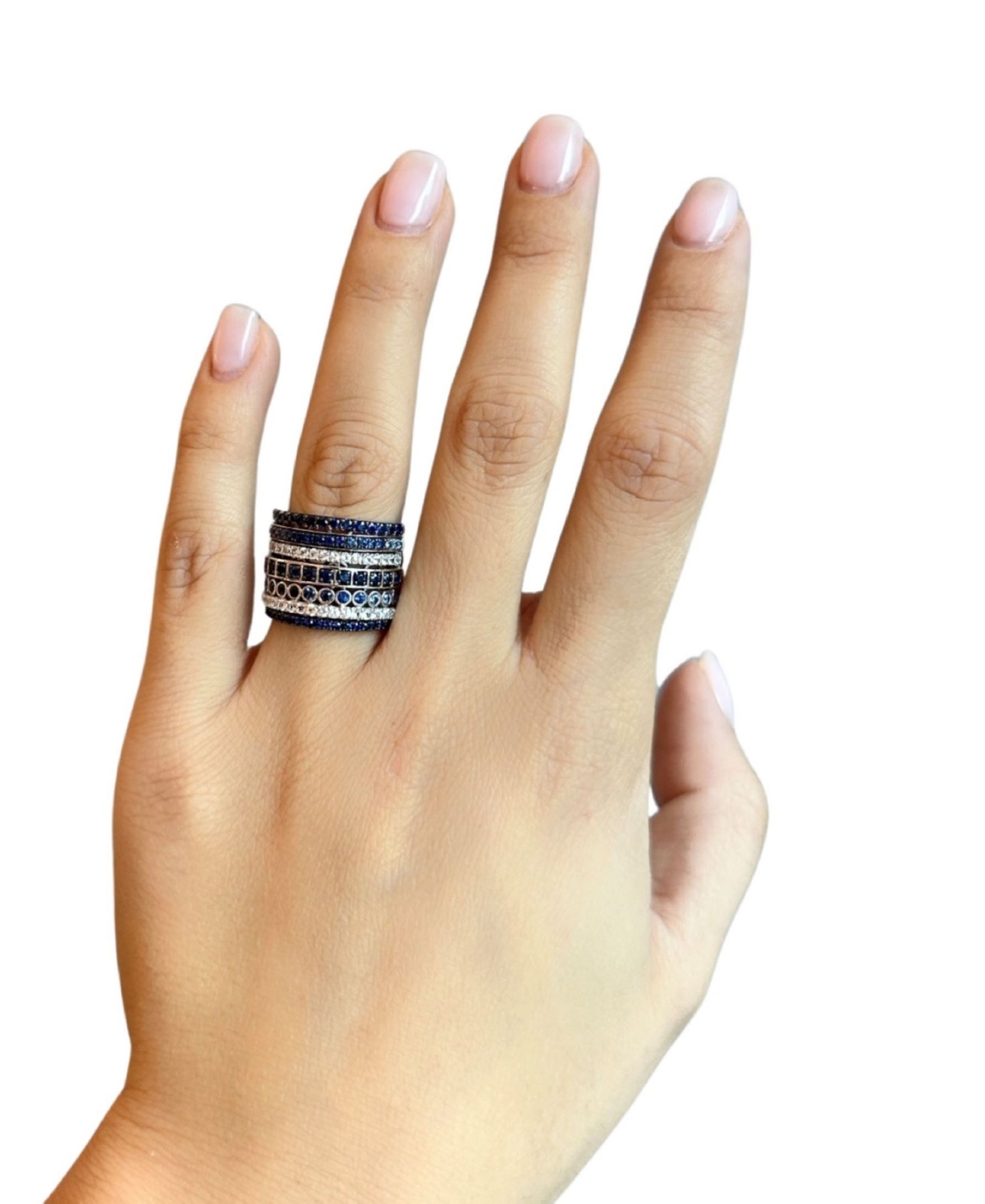 Le Vian Multi-Sapphire Multi-Row Statement Ring (2-5/8 ct. t.w.) in 14k White Gold - 14K Vanilla Gold Ring