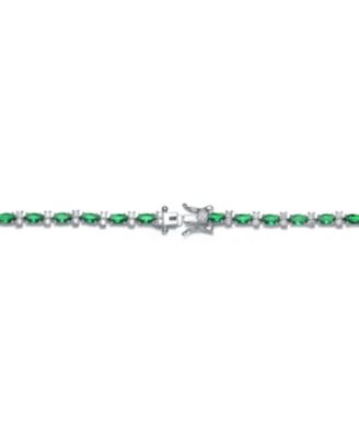 Sterling Silver White Gold Plated Colored Marquise Cubic Zirconia Tennis Bracelet