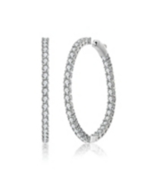 White Gold Plated with Cubic Zirconia Hoop Earrings - Silver