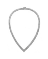 Sterling Silver with White Gold Plated Clear Round Cubic Zirconia Cluster Arrow Head Style Necklace - Silver