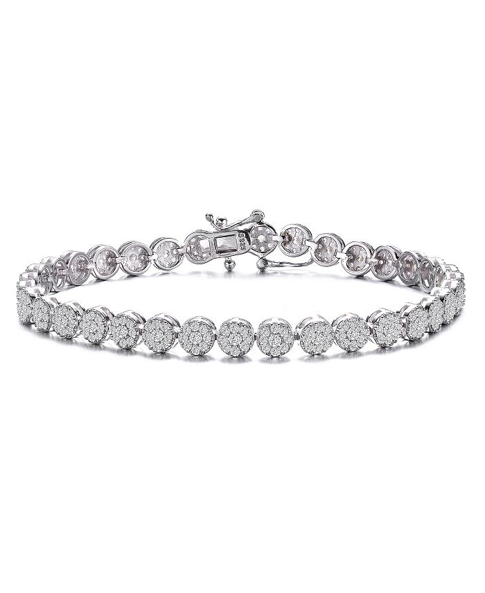 Colorful Rhinestone Tennis Bracelet - Gold Plated Cubic Zirconia, Adjustable Slider