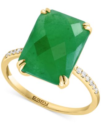 EFFY Collection - Dyed Jade & Diamond (1/20 ct. t.w.) Statement Ring in 14k Gold