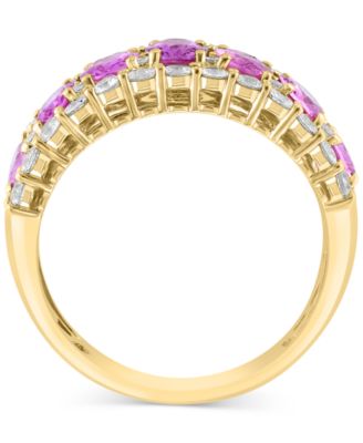 EFFY&reg; Pink & White Sapphire Ring (3-1/2 ct. t.w.) & Diamond (1/20 ct. t.w.) in 14k White Gold