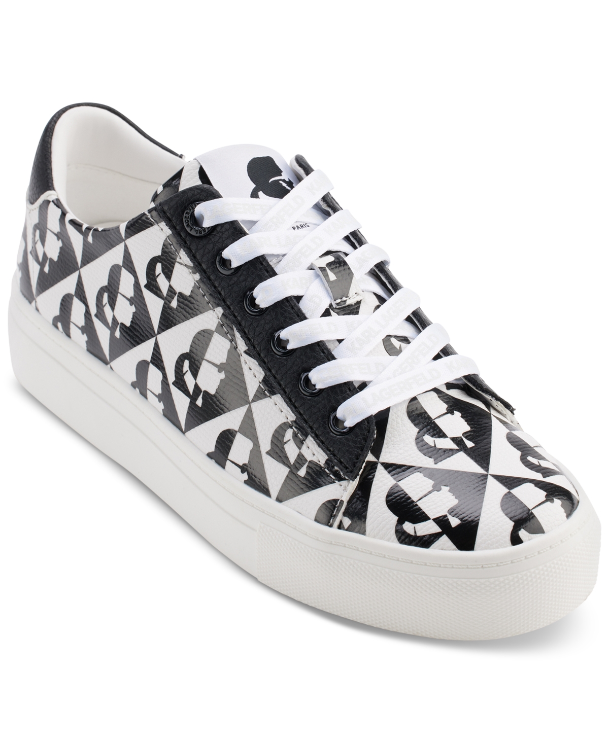 Shop Karl Lagerfeld Cate Diamond Lace Up Sneakers In Black,white