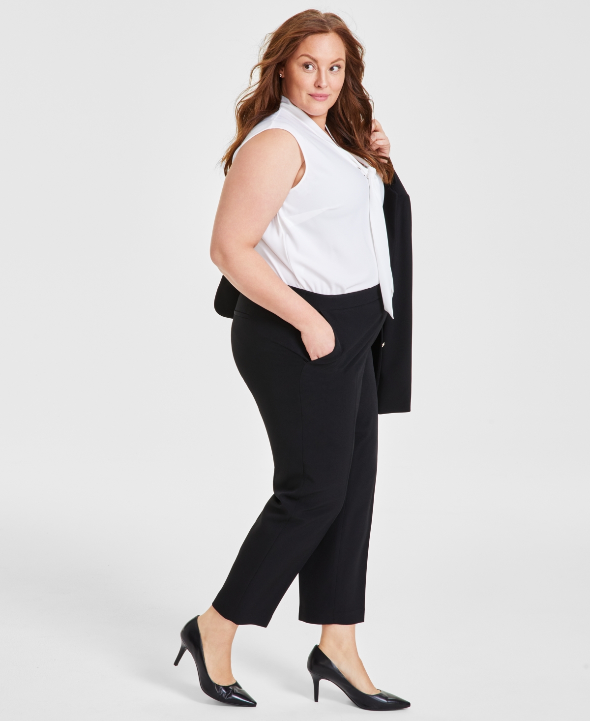 Plus Size Straight-Leg Pants - Black
