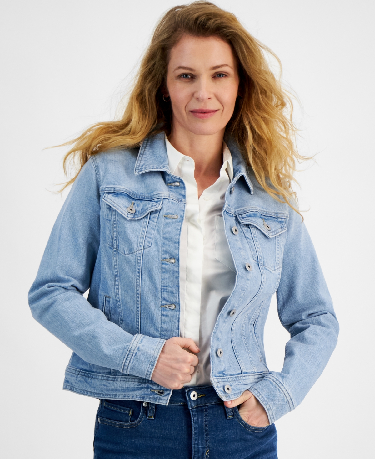 Shop Style & Co Women's Classic Denim Jacket, Created For Macy's In Molly
