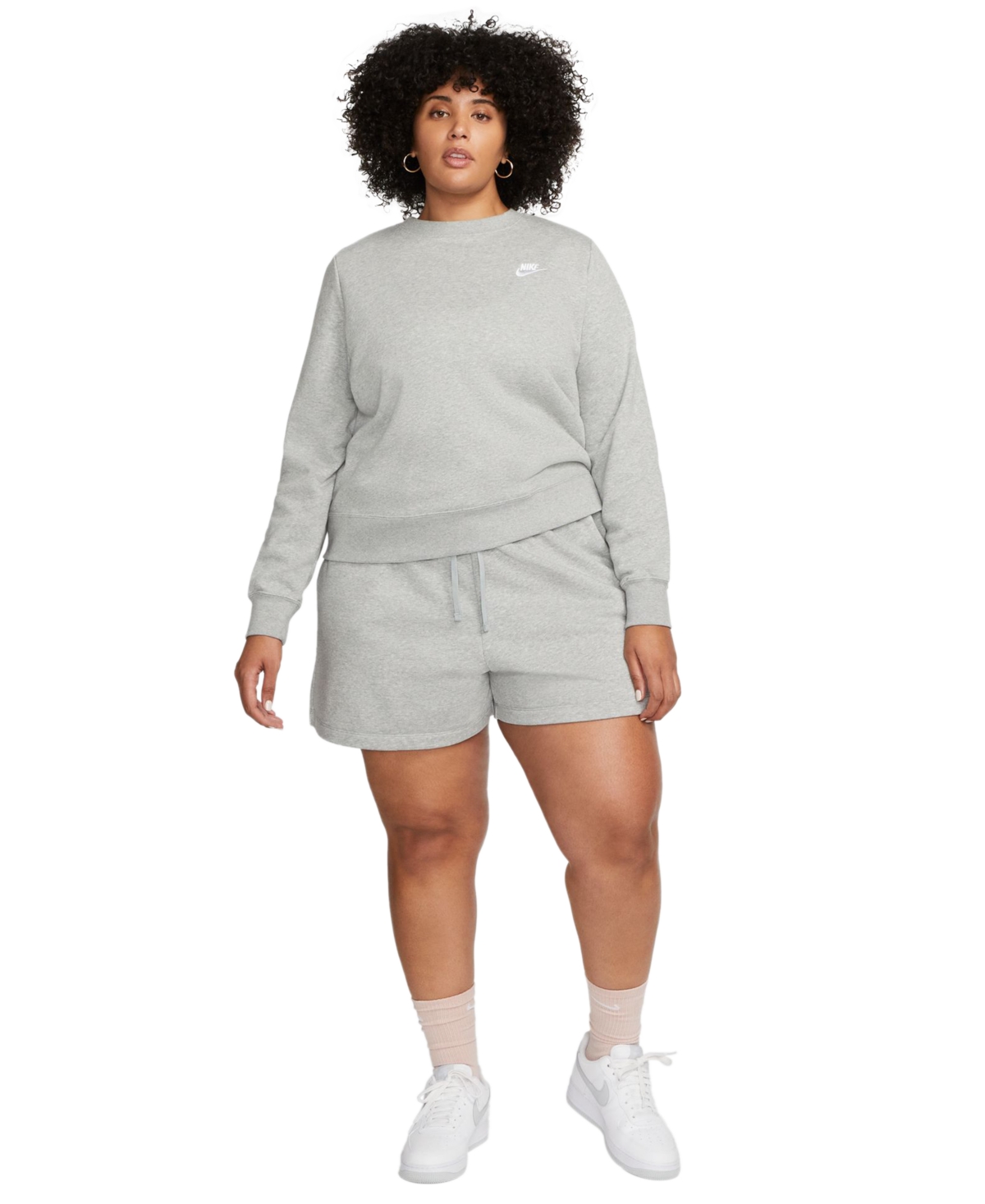 Nike Plus Size Sportswear Club Fleece Mid-Rise Pull-On Shorts -whi