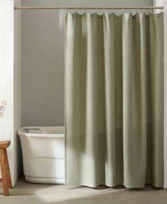 Waffle Solid Textured Shower Curtain, 70 x 72