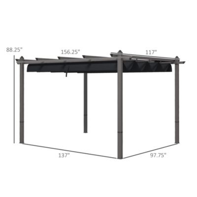 10'x13' Retractable Pergola with Wood Grain Aluminum Frame,
