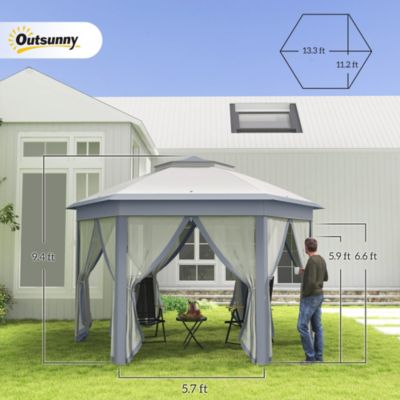 13' x 13' Pop Up Gazebo with 6 Zippe Mesh Netting,