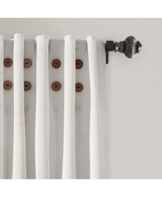 Linen Button Pinched Pleat Window Curtain Panel