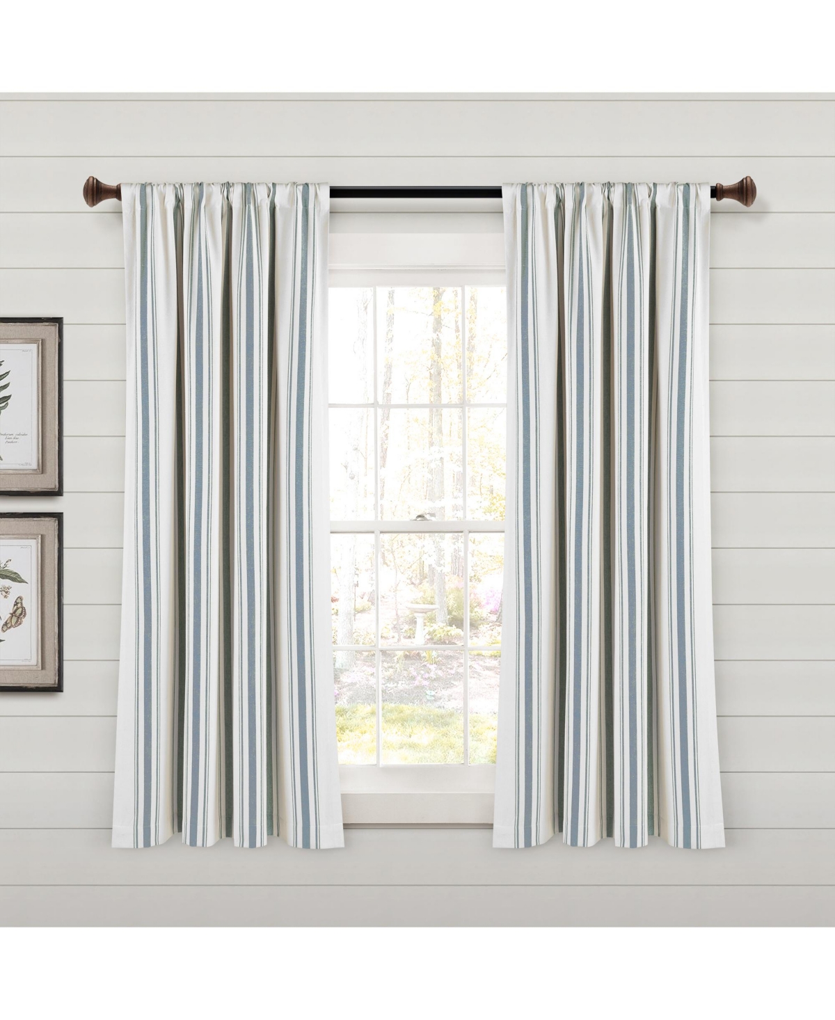 Lush Decor Farmhouse Stripe Yarn Dyed Eco-friendly Recycled Cotton Window Curtain Panels In Blue