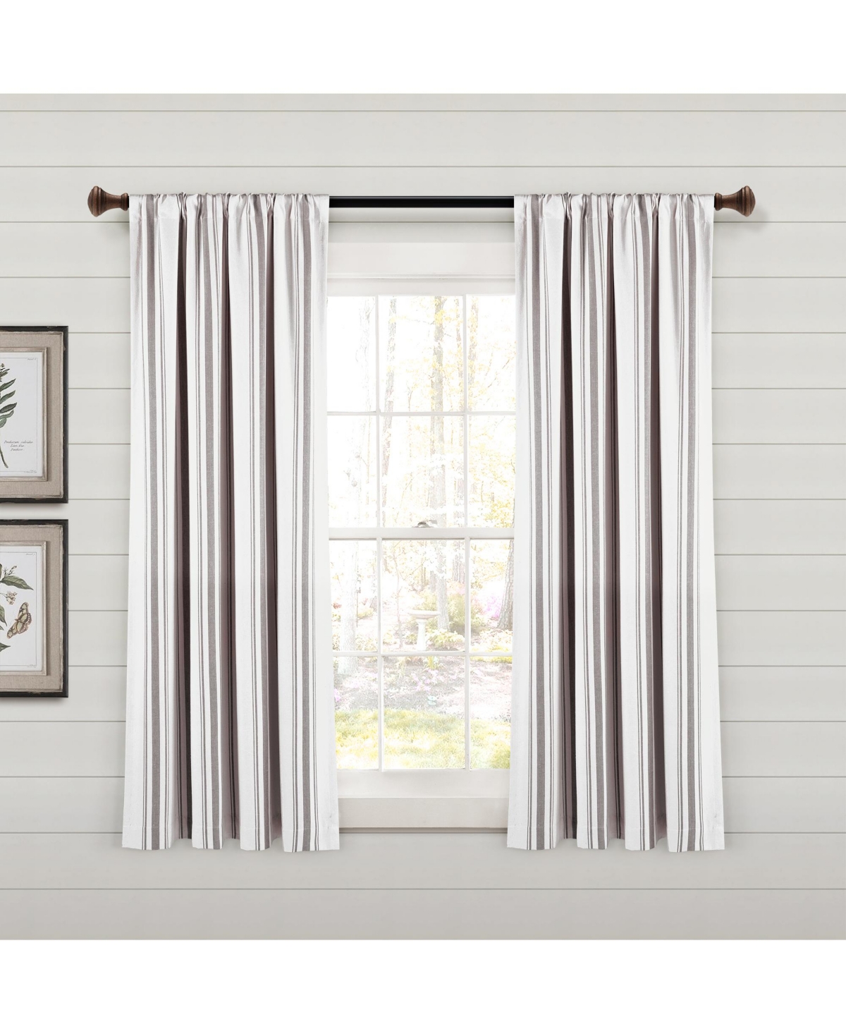 Farmhouse Stripe Yarn Dyed Eco-Friendly Recycled Cotton Window Curtain Panels - Yellow