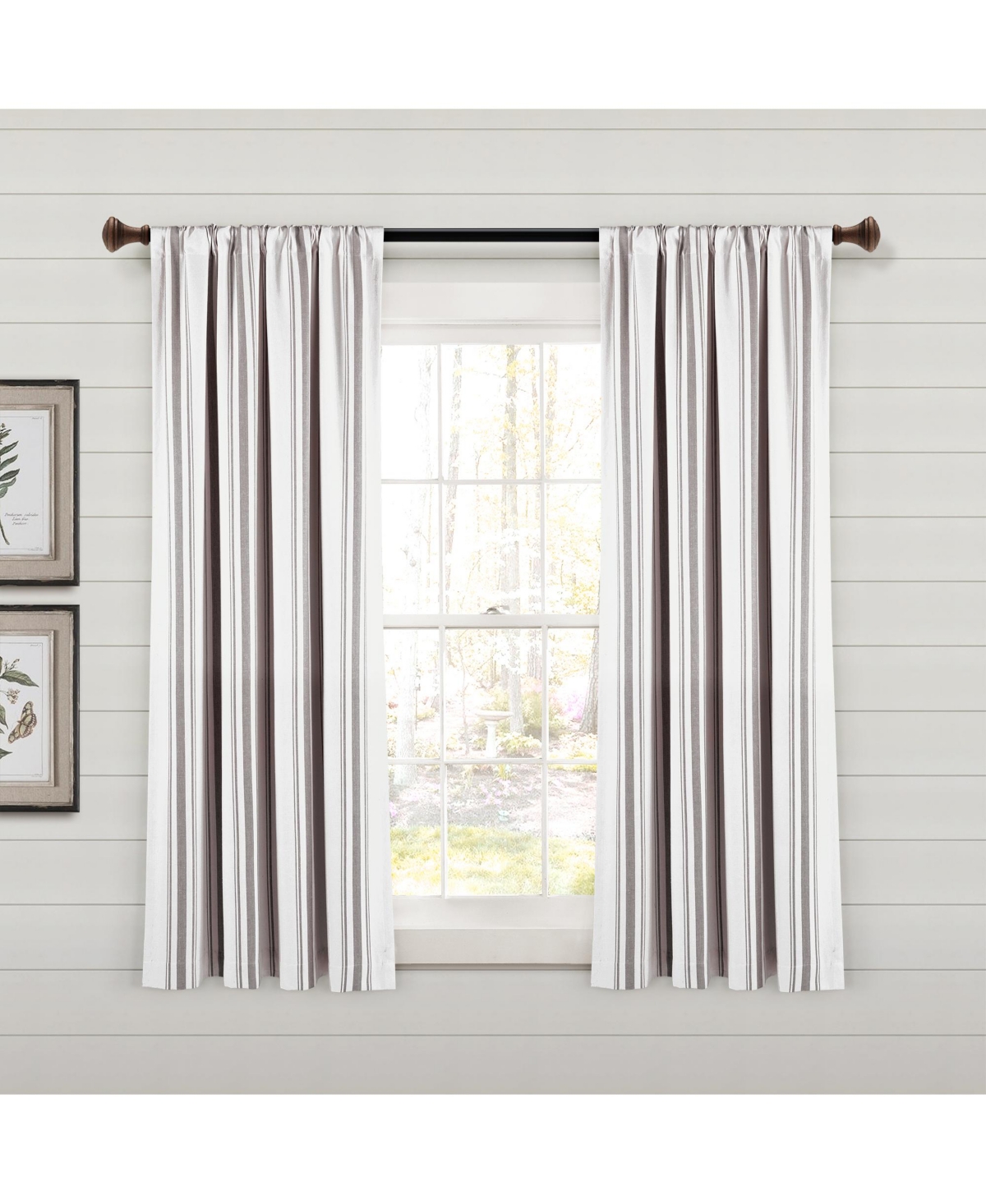 Lush Decor Farmhouse Stripe Yarn Dyed Eco-friendly Recycled Cotton Window Curtain Panels In Grey