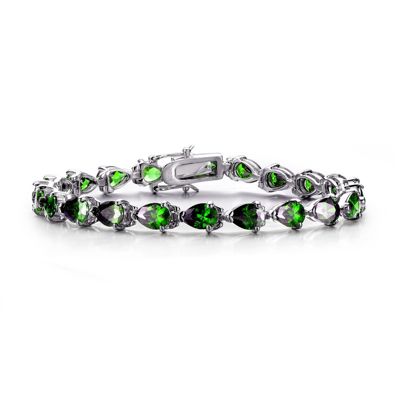 Brilliant White Gold Plated Sterling Silver Pear CZ Bracelet