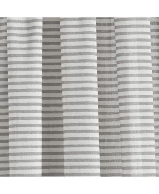 Boho Coastal Horizontal Ticking Stripe Tassel Window Curtain Panels