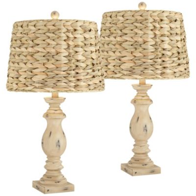Carlisle Modern Coastal Table Lamps 26 1/2" High Set of 2 Beige Sea Grass Tapered Drum Shade for Bedroom Living Room Bedside Nightstand