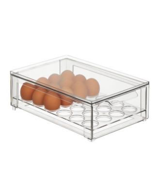 Stackable Egg Storage Box with Sliding Pull-Out Drawer and Handle, Clear