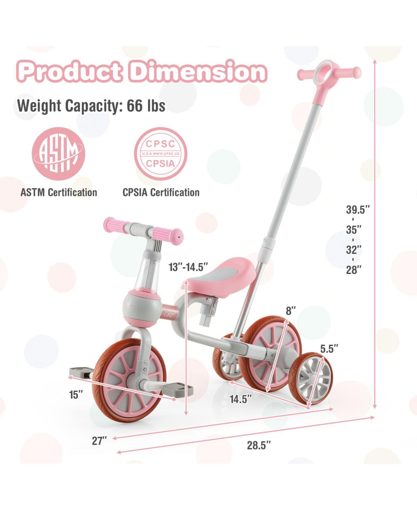 Детская игрушка SUGIFT 4-in-1 Kids Trike Bike with Adjustable Parent Push Handle, Up to 66 lbs, Ages 2+ — фото 2