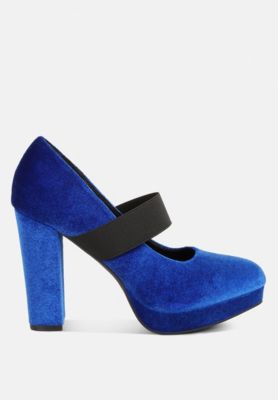 Womens Krause High Block Heel Velvet Pumps