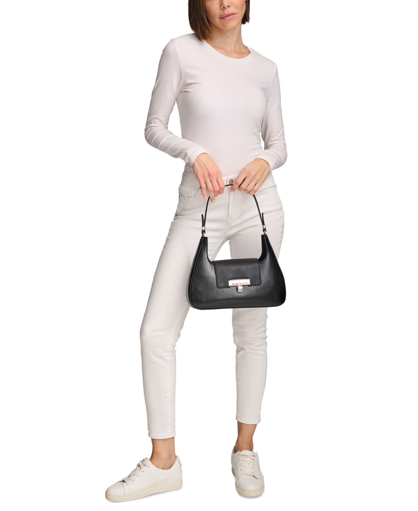 Женская сумка Calvin Klein Becky Turnlock Shoulder, цвет: Чёрный — фото 8