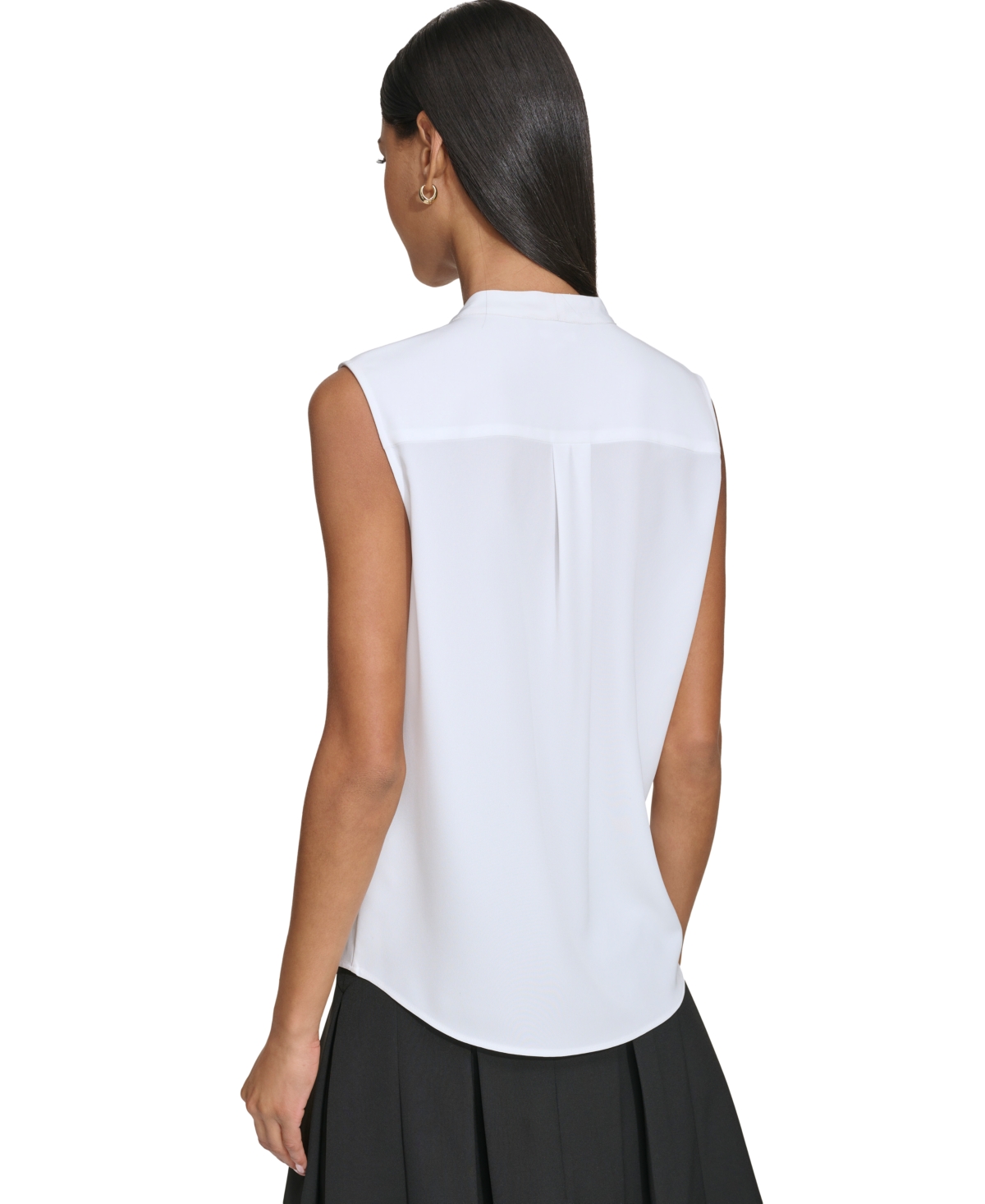 Shop Karl Lagerfeld Women's Tie-neck Sleeveless Blouse In Soft White