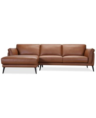 Keery 112" 2-Pc. Leather Sectional with Chaise