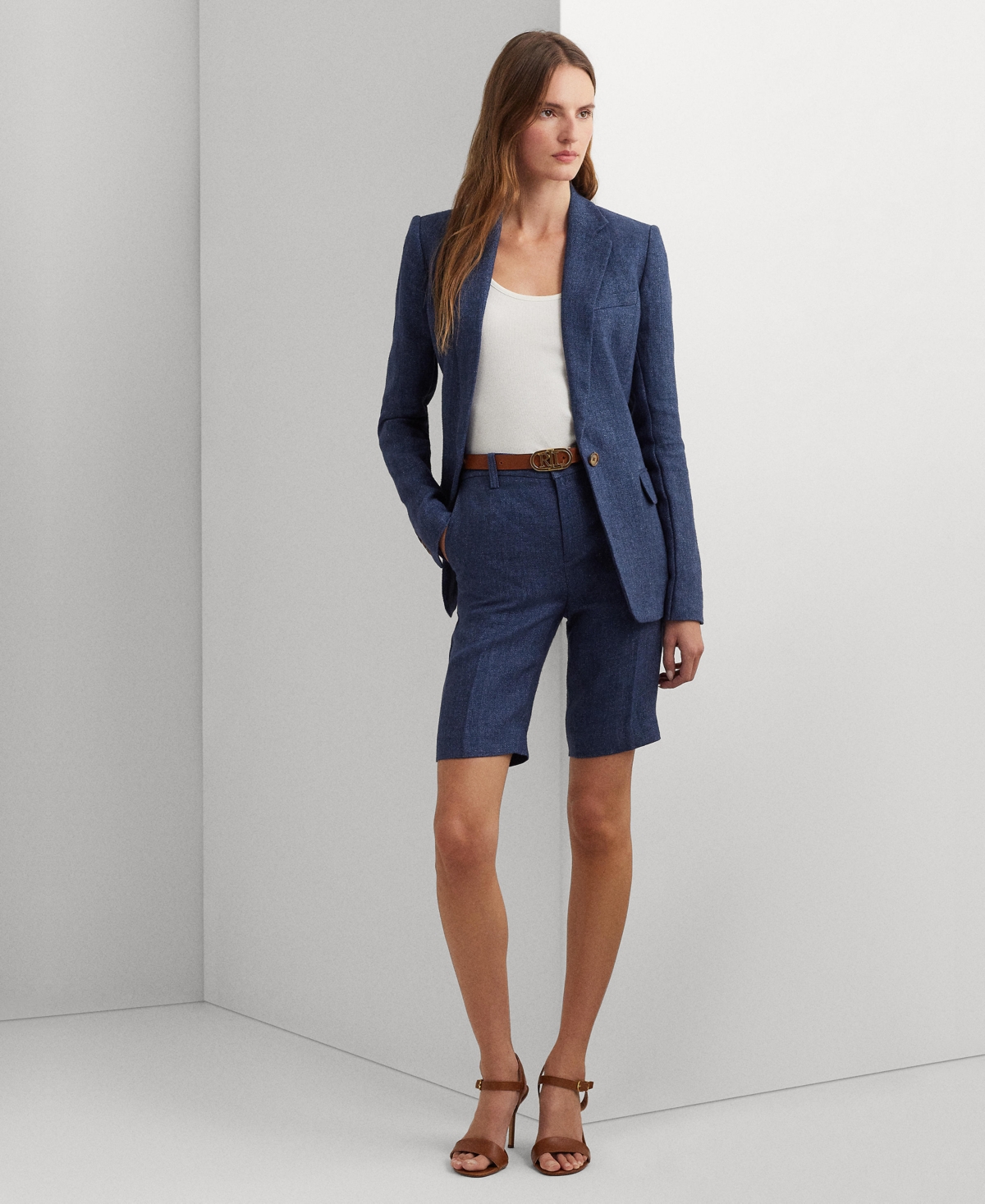 Shop Lauren Ralph Lauren Women's Tailored One-button Blazer In Delave Blue