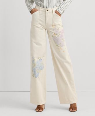Lauren Ralph Lauren - Women's Printed High-Rise Wide-Leg Jeans