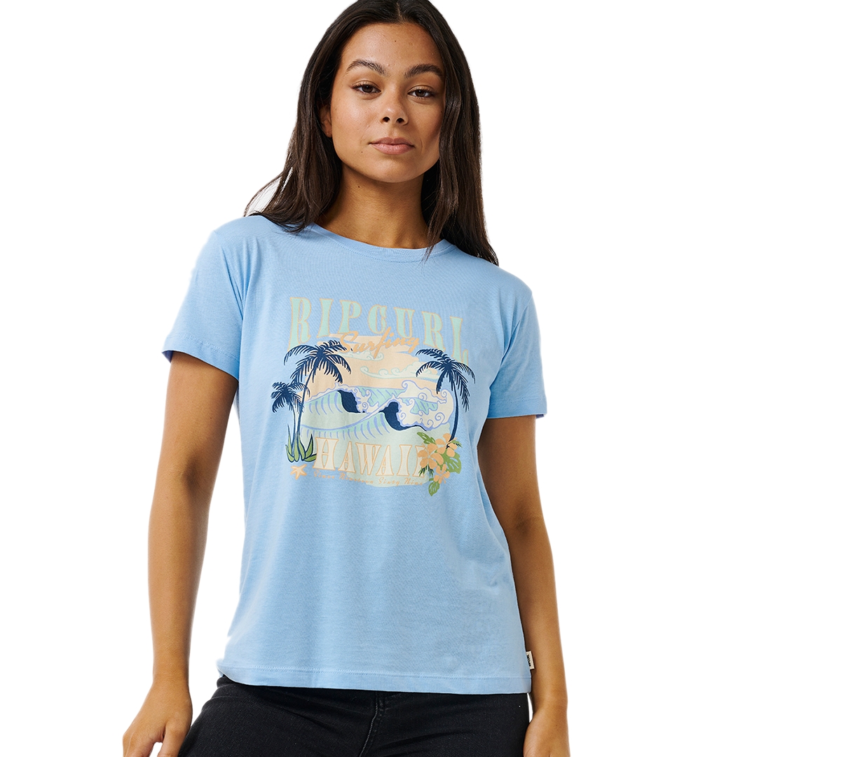 Juniors' Paradise Palms Graphic Tee - Hawaii Sky Blue